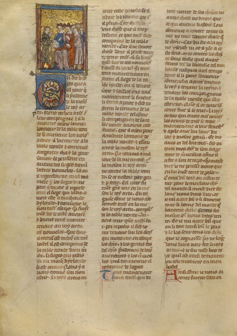 Tristan Speaking to King Arthur, Queen Genevieve, and Knights