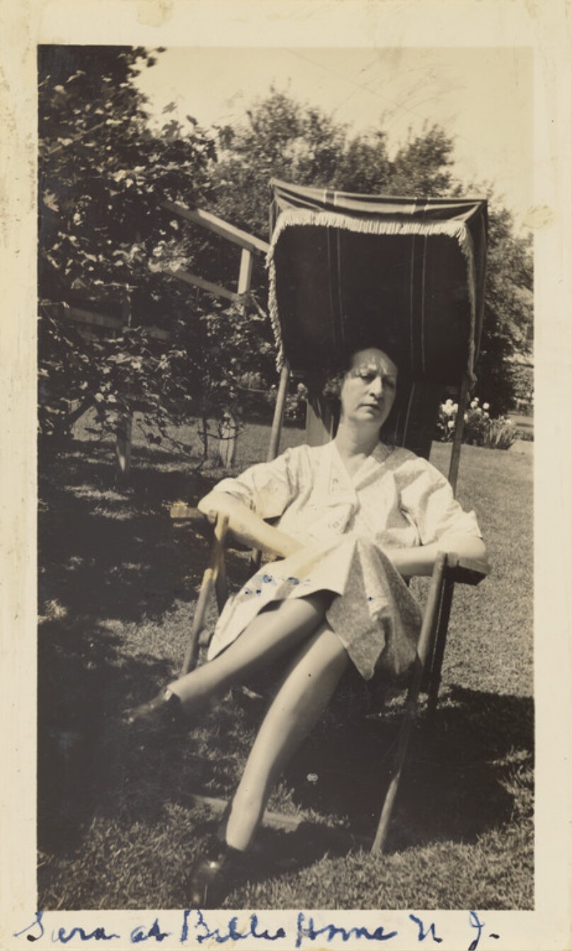 [Woman in lawn chair]