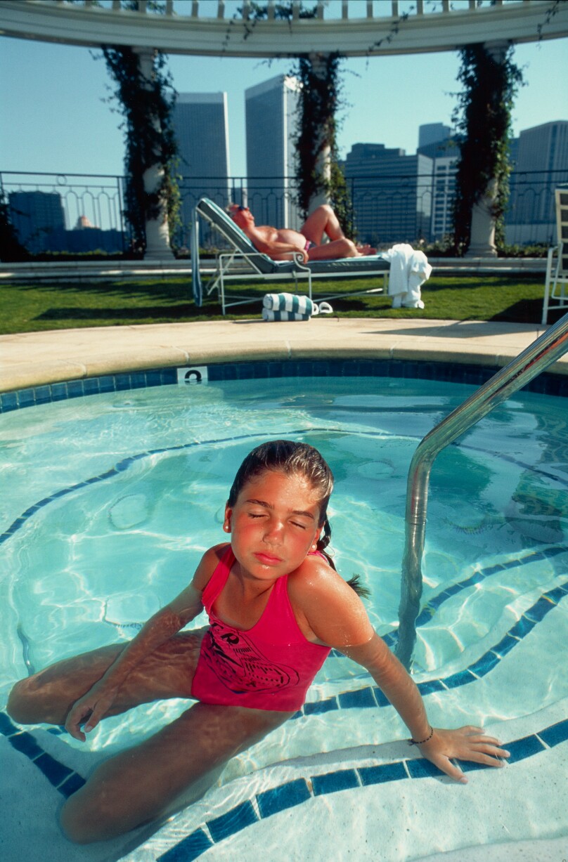 Emily, 10, at the Peninsula Hotel, where she lived with her family for several months, Beverly Hills