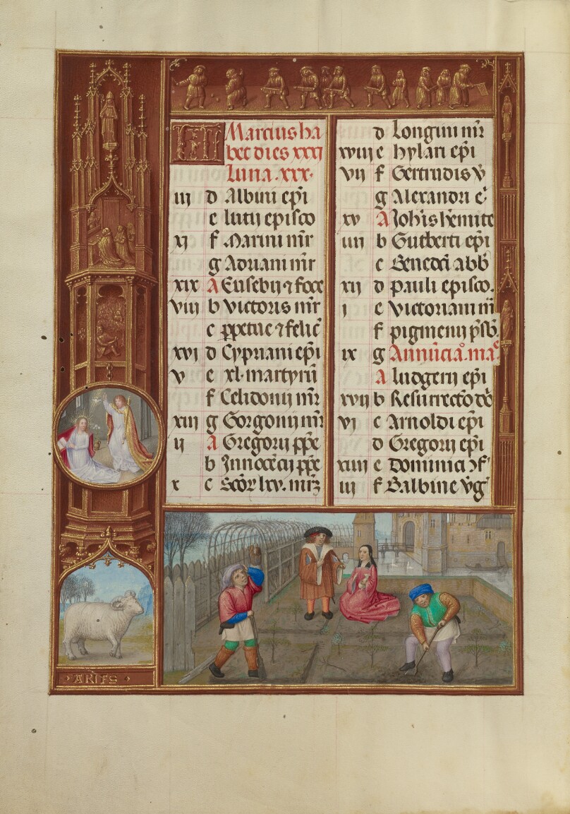 March Calendar Page; Gardening; Aries