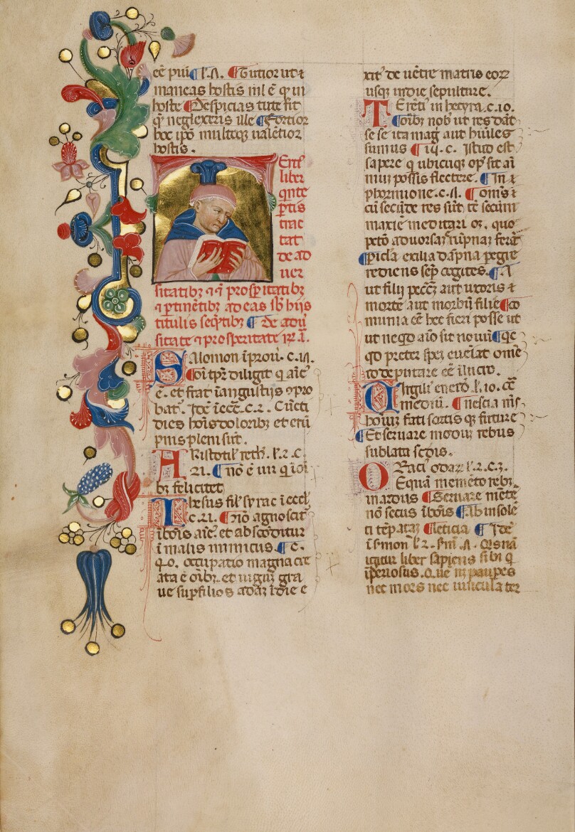Initial T: Bust Portrait of a Man Reading