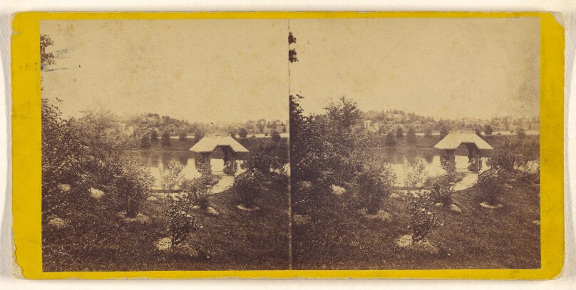 A Visit to the "Central Park" in the Summer of 1863. Rustic Boat Landing, West of the Circle.
