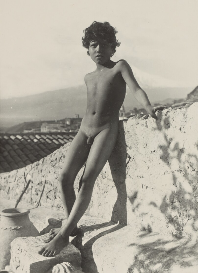 [Nude youth standing]