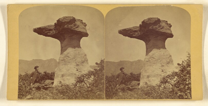 Natural Monuments in Monument Park. The Mammoth Anvil Rock. Nine miles from Colorado Springs, Colorado.