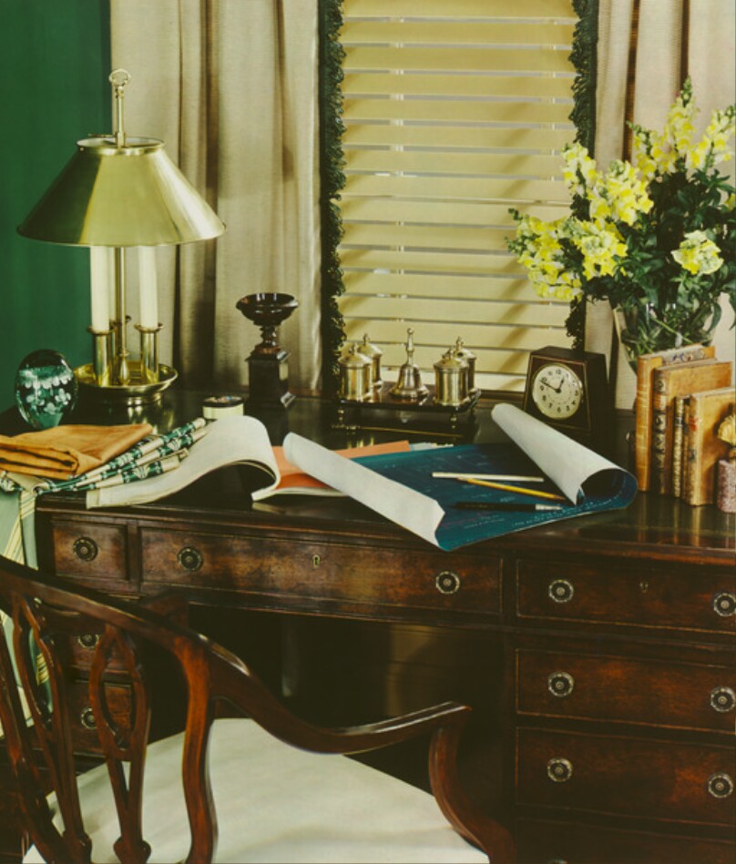 Desk with Blueprint