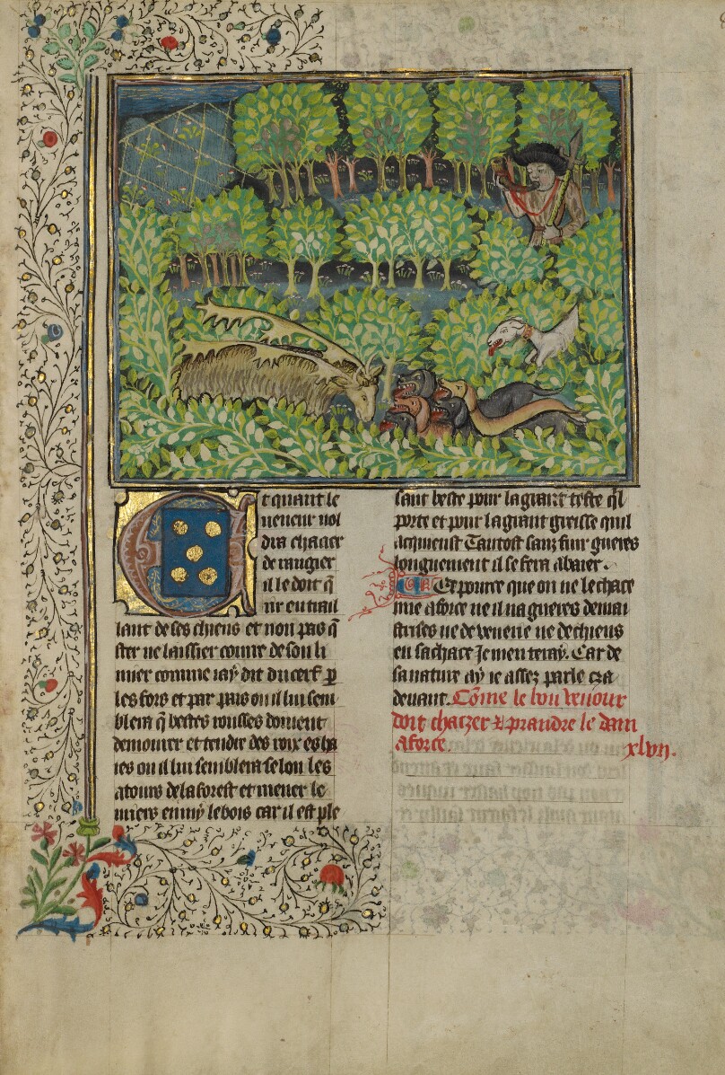 A Hunter and Dogs Pursuing Reindeer