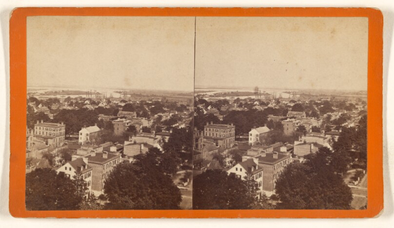 Panoramic View of Savannah from the Independent Presbyterian Church, looking East, showing Oglethorpe Square...Fig Island...