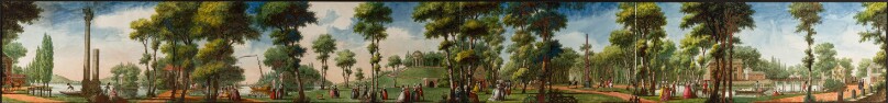 Figures Walking in a Parkland