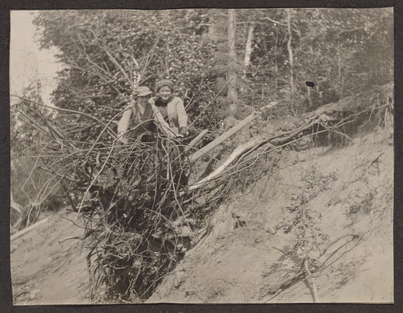 [Two women on a slope]