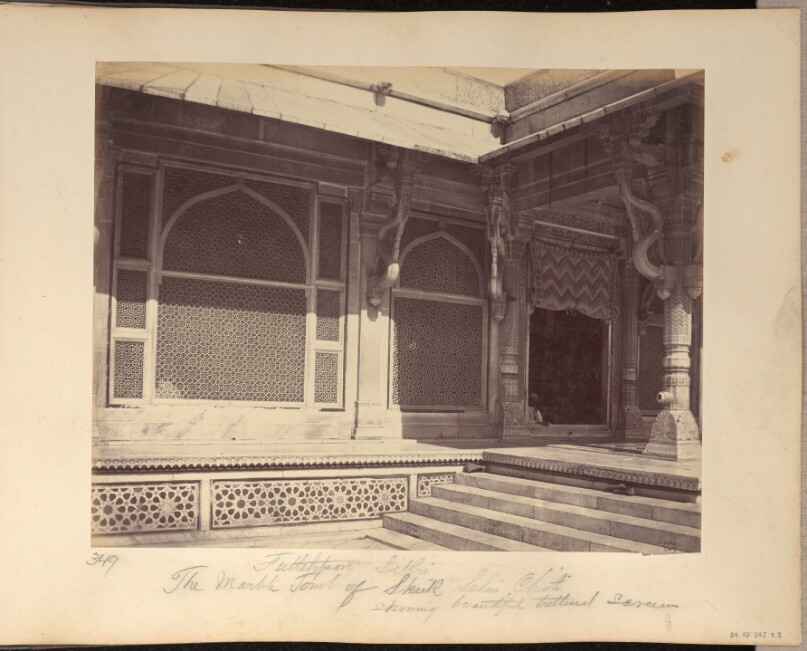 Futtehpore Sikri. The Marble Tomb of Shiek Selmi Chisti Showing Beautiful Trellised Screens