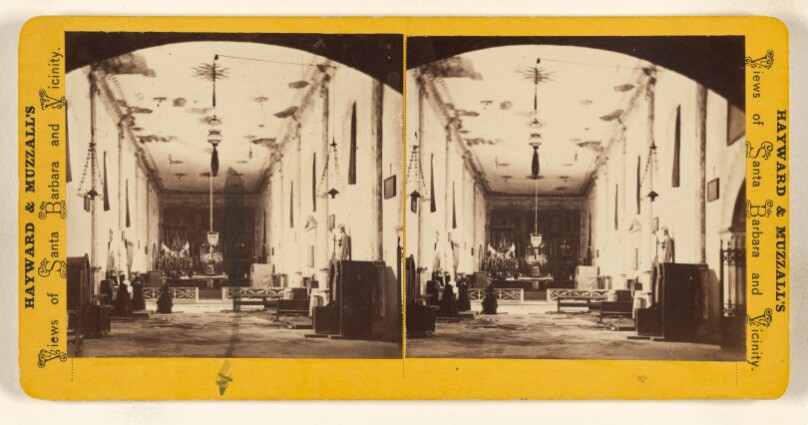 [Interior old Mission Church, Santa Barbara, California]