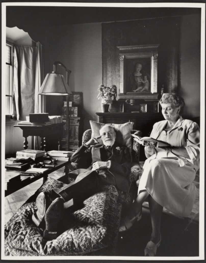 Bernard Berenson on Lounge with Seated Woman Reading