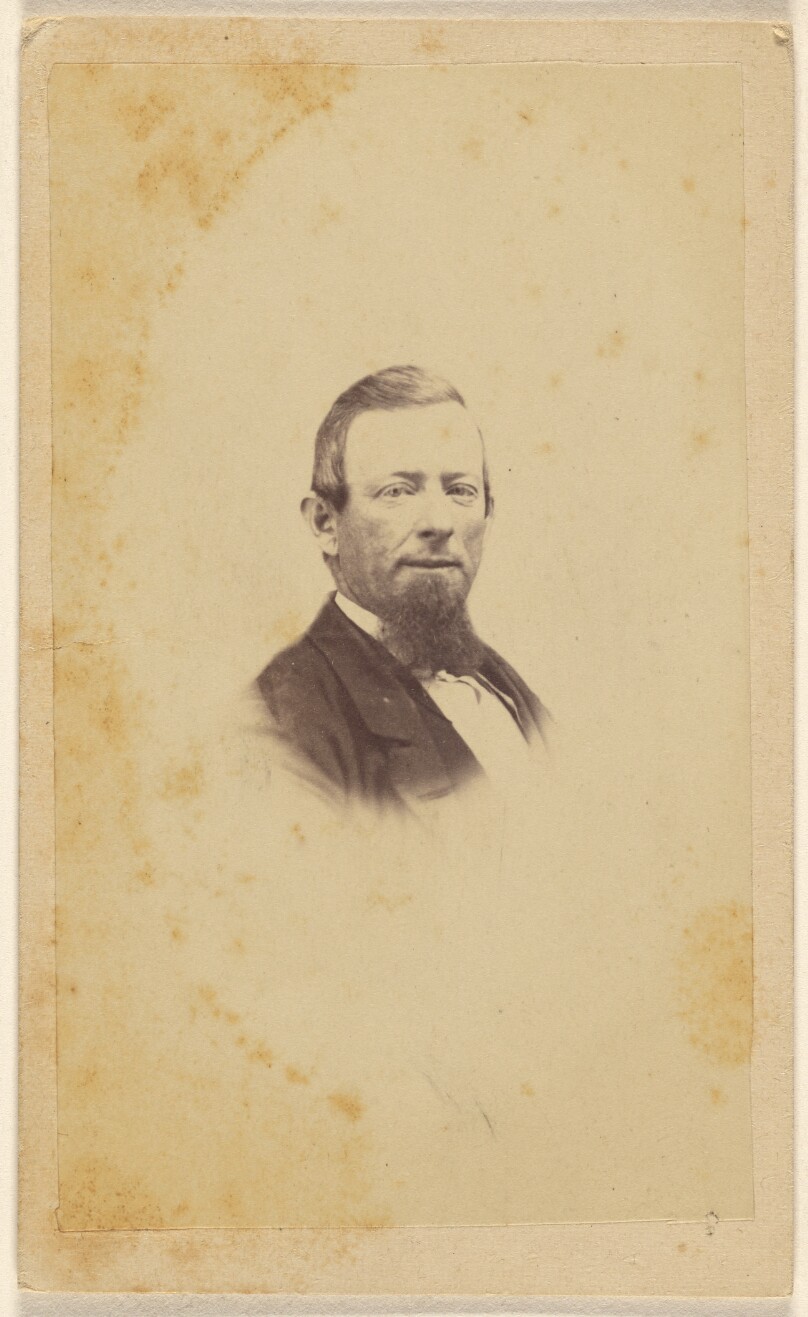 [Unidentified man with a goatee, printed in vignette-style]