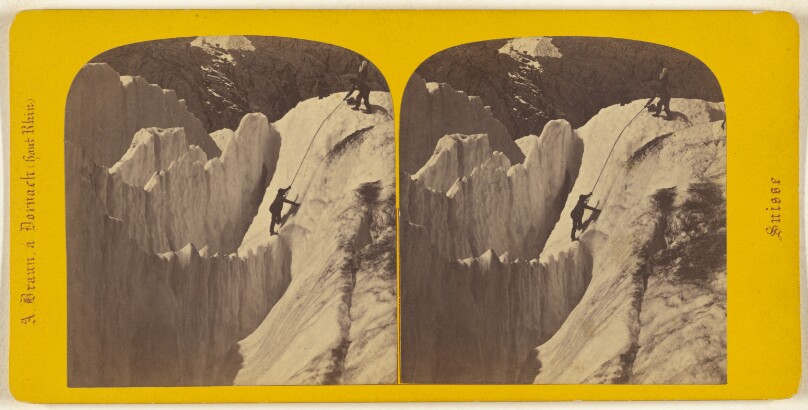 Oberland Bernois. Sauvetage du guide Jean-Michel, tombe dans une crevasse du glacier inferieur de Grindelwald, le 16 Sept...1863