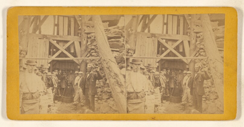 [Men in front of mine. Hoosac Tunnel Route]