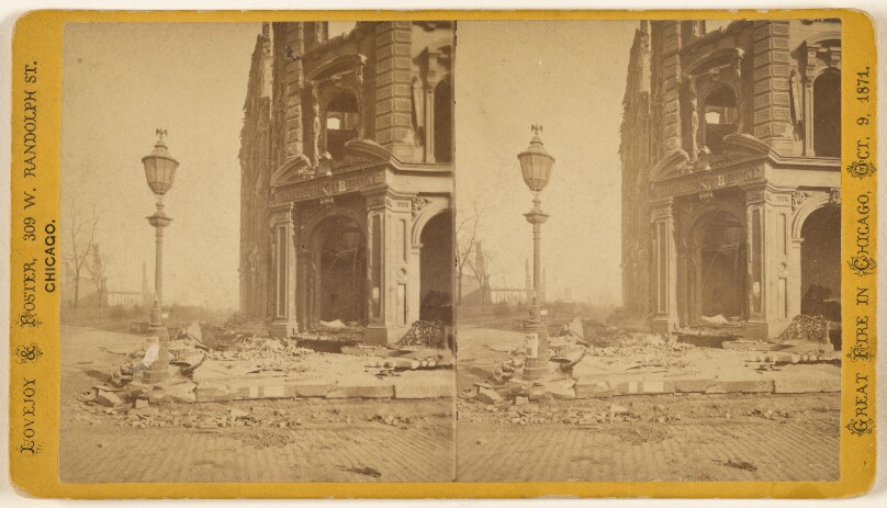 Among The Ruins in Chicago. Tribune Building, cor. Madison and Dearborn Sts., (nearer view.)