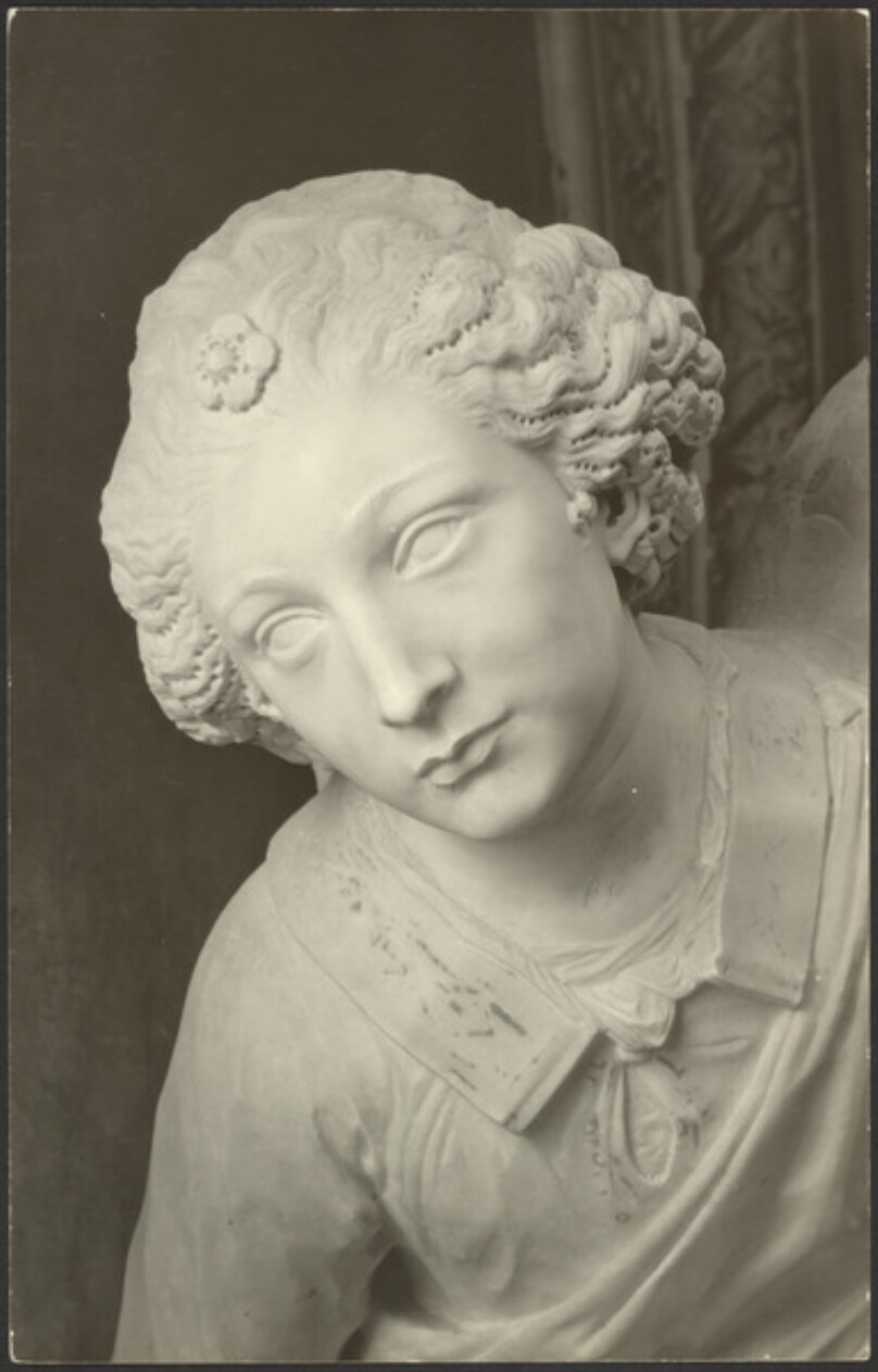 Head of Angel with palm, by Antonio Rossellino.