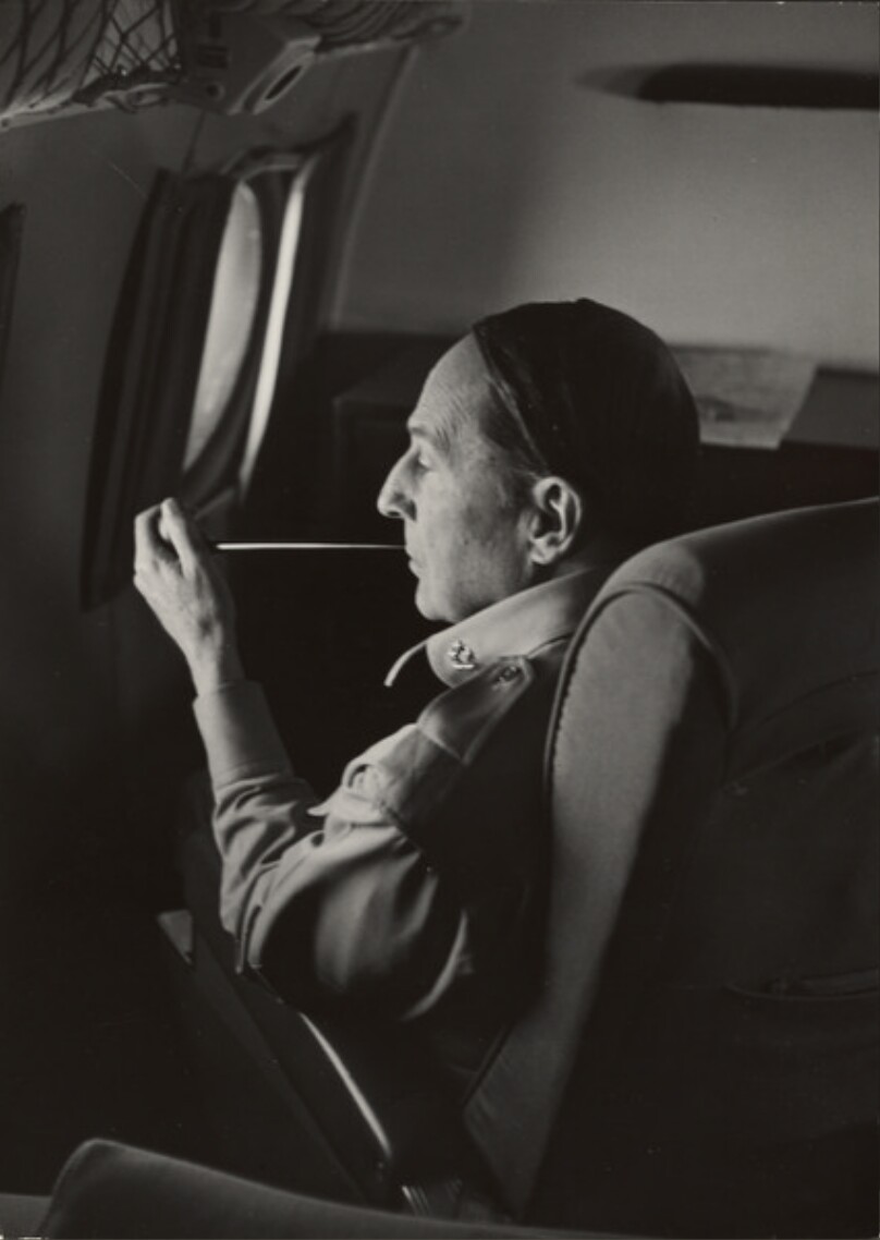 General Douglas MacArthur in his plane, the Bataan, during the Korean War