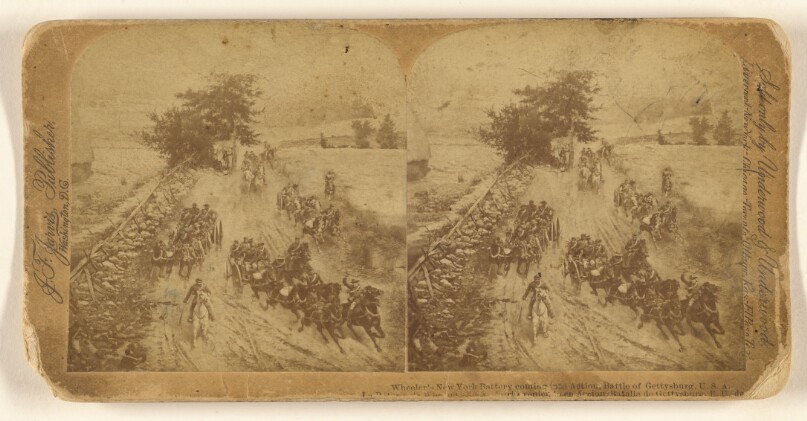 Wheeler's New York Battery coming into Action, Battle of Gettysburg. U.S.A. [a painting]