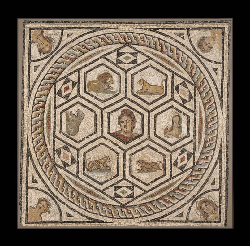 Mosaic Floor with Orpheus and the Animals, with Four Seasons in the Corners