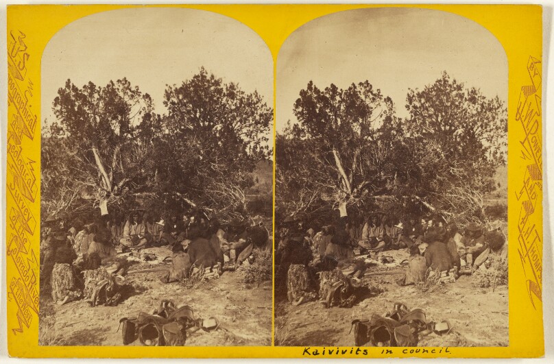 In Council. Kai-Vav-Its. A tribe of the Pai Utes, living on the Kai-bab Plateau, near the Grand Canon of the Colorado,...Arizona