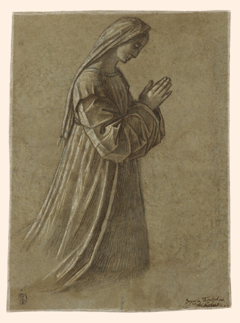 Study of the Virgin (recto); Study of the Virgin and of Hands (verso)