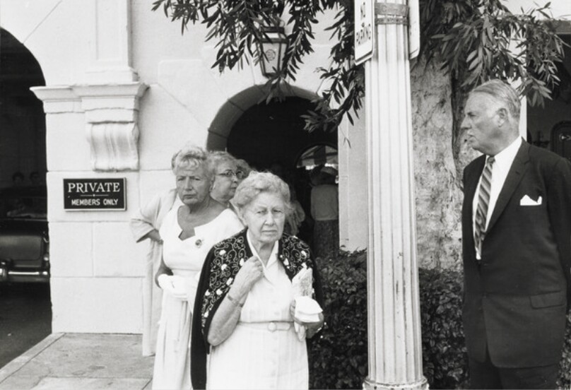Members leaving Palm Beach's super-exclusive Everglades Club. "They look like British Royal Family types."