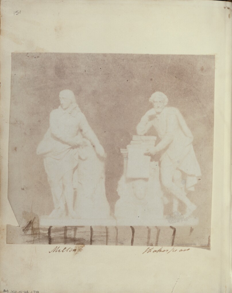 Statuettes of Milton and Shakespeare.