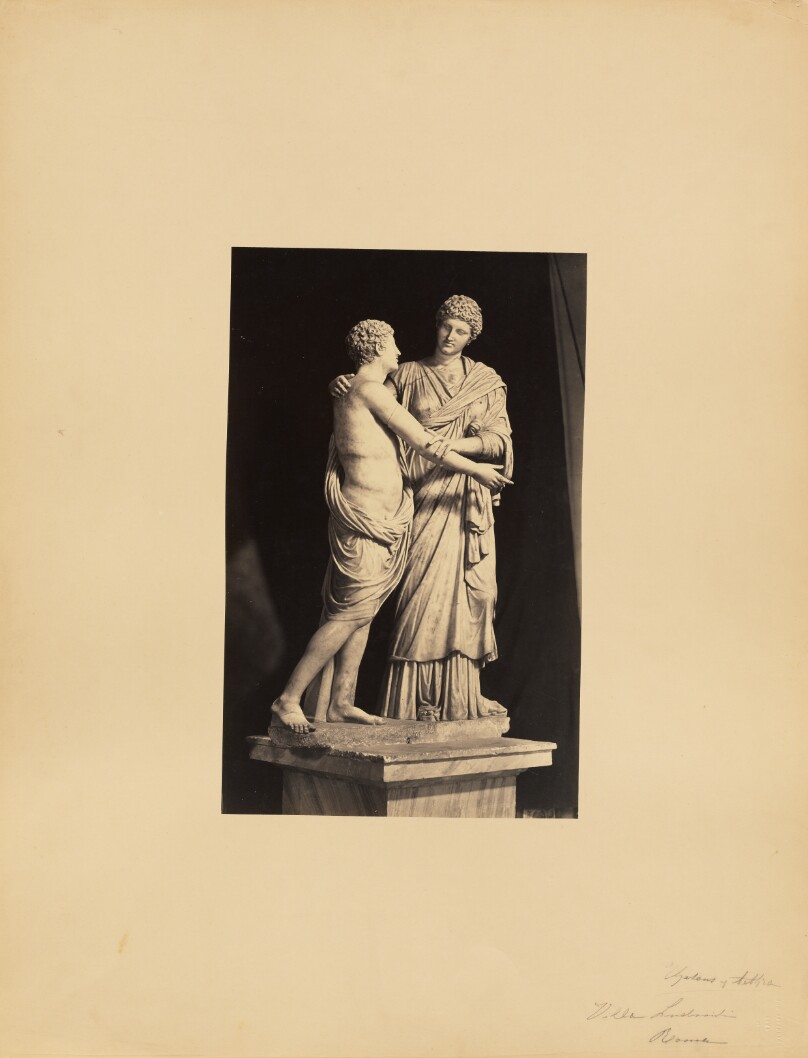 [classical sculpture of woman and son]
