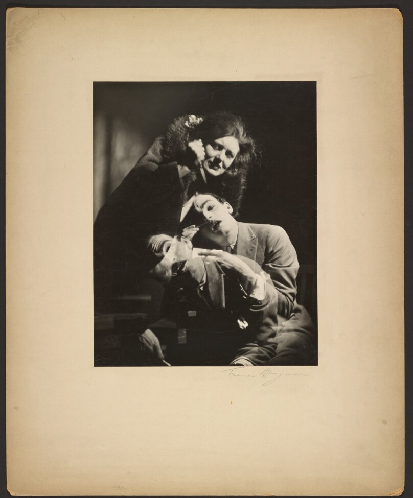 [Female Actress About to "Stab" a Male Actor]