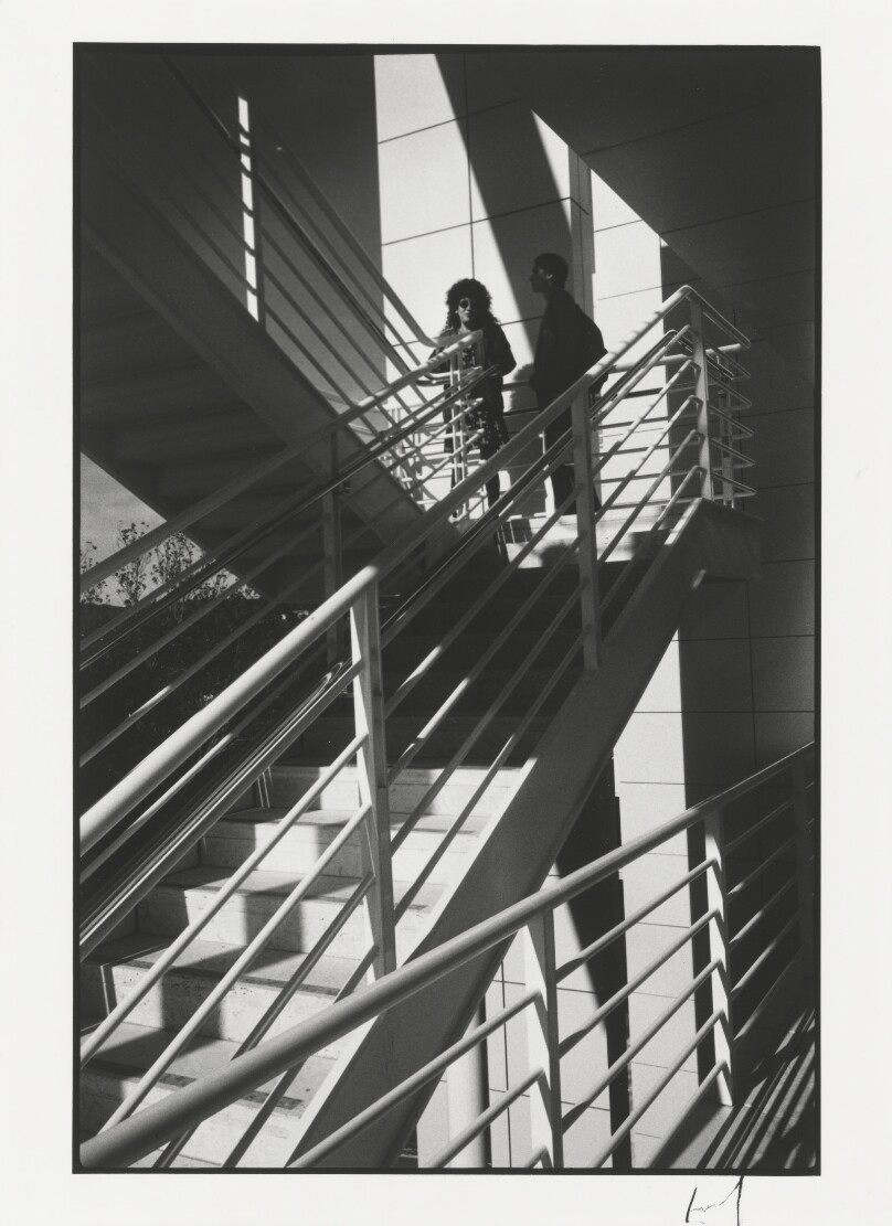 [Getty Center: Two people on stairs]
