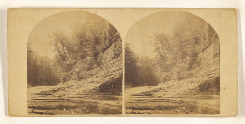 Trenton Falls, N.Y. View down the river, from near the First Fall, showing the dip of the rock.