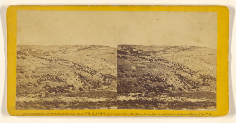 ...of Jehoshaphat, looking north-east from Hill Showing Aceldama in foreground; Tophet, Village of Olives on the right.