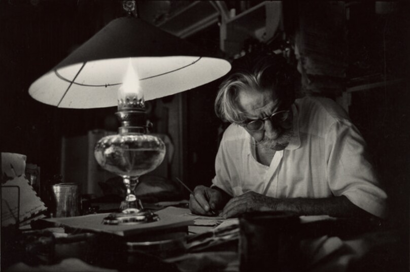 [Portrait of Dr. Albert Schweitzer at Lambaréné, Gabon, West Africa]