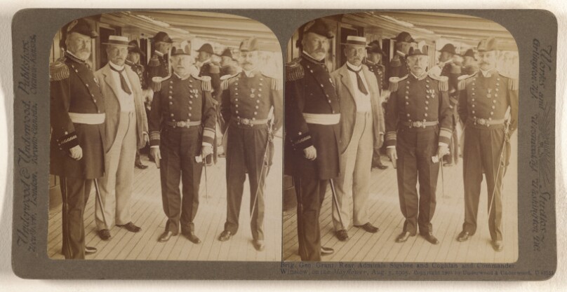 Brig. Gen Grant, Rear Admirals Sigsbee and Coghlan and Commander Winslow, on the Mayflower, Aug. 5, 1905.
