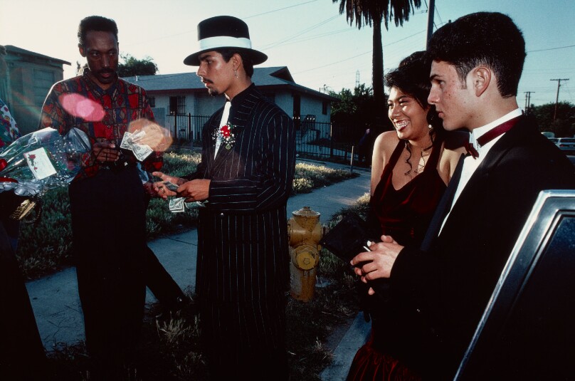Enrique, 17, Hollywood High School Senior Class President, pays for a limousine outside his prom date's home, South Central Los Angeles