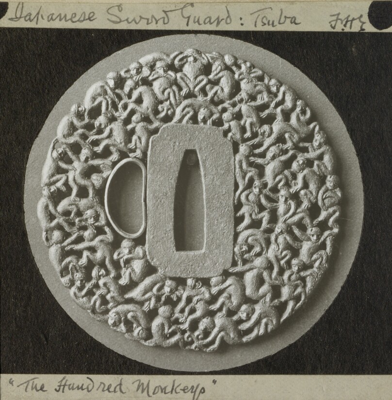 Japanese Sword Guard: Tsuba. "The Hundred Monkeys."