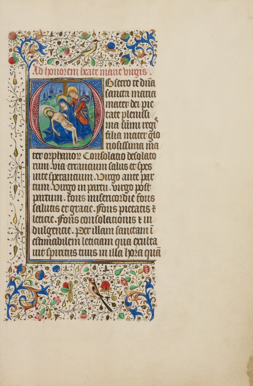 Initial O: The Pietà with Saint John the Evangelist