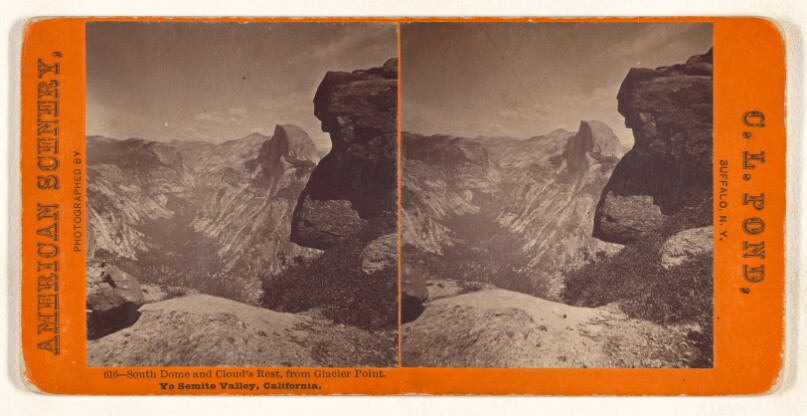 South Dome and Cloud's Rest, from Glacier Point. Yo Semite Valley, California.