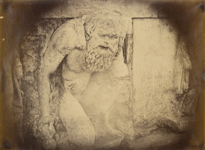 [Athens - sculptural fragment, figure from the parapet of the theatre of Dionysus]