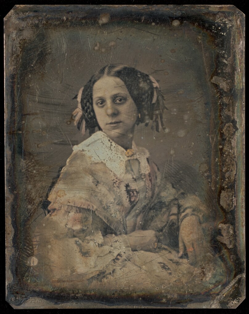 [Portrait of a Seated Woman with Ribbons in Hair]
