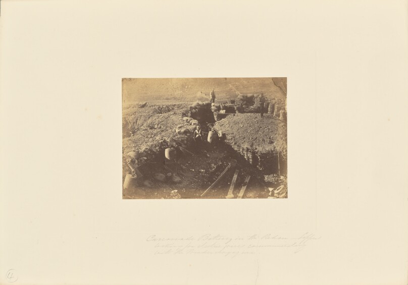 Carronade Battery, flanking the Ditch of the Redan. Sappers looking for Electric Wires communicating with the Powder Magazine