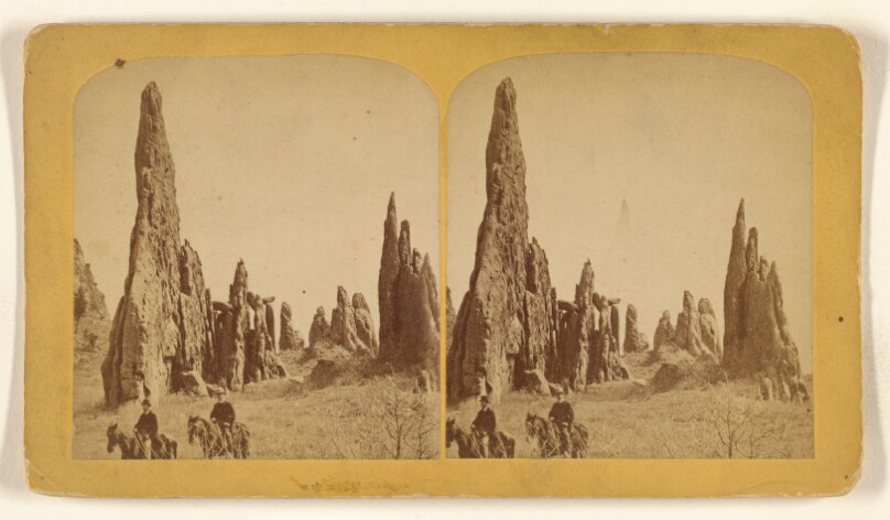 Ruins of Montezuma's Temple. Garden of the Gods. Spire 110 feet high. Five miles from Colorado Springs, Colorado.