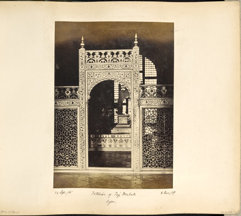 Agra; The Screen enclosing the Sarcophagi in the Interior of the Taj
