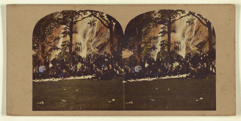 Picnic at Powerscourt Waterfall, County Wicklow, Ireland.