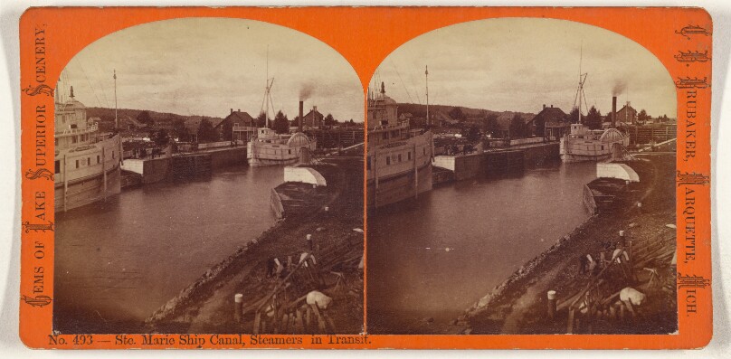 Ste. Marie Ship Canal, Steamers in Transit.