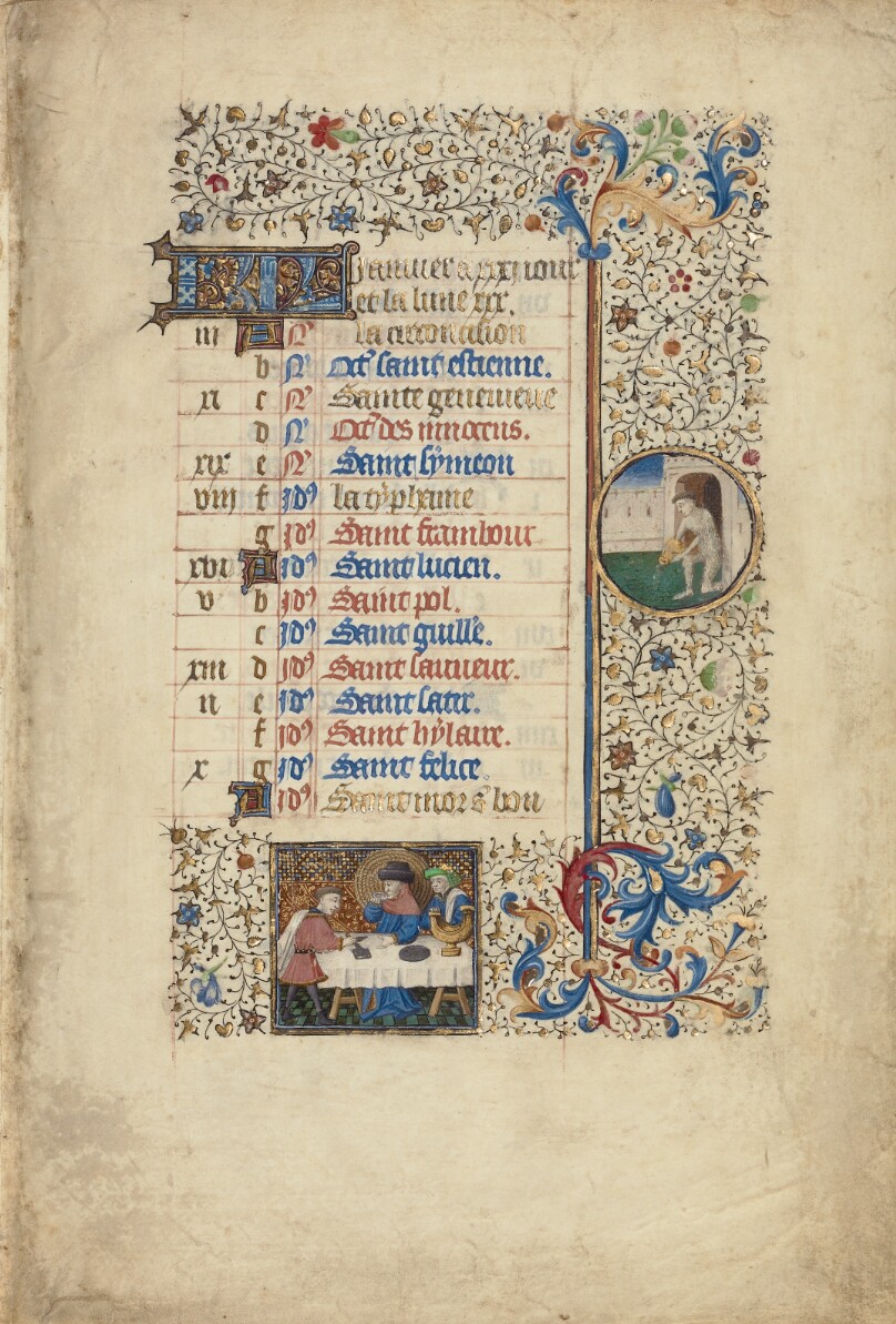 January Calendar Page; Feasting; Aquarius