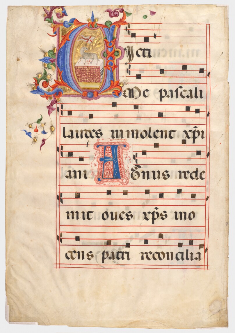 Initial V: The Pascal Lamb on an Altar