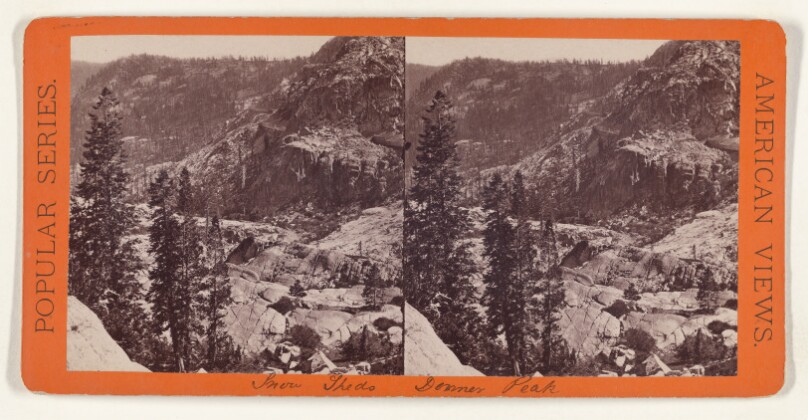 Snow Sheds winding along the Mountains South of Donner Peak. Central Pacific Rail Road.