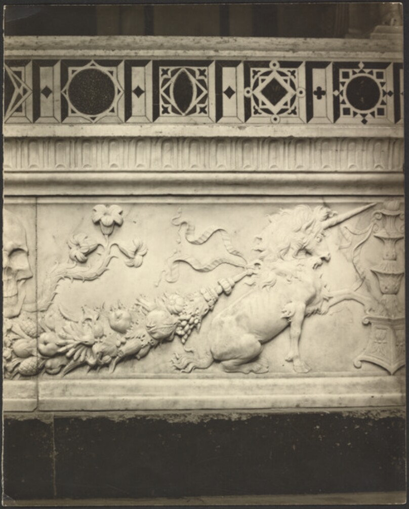 Detail, Unicorn, by Antonio Rossellino.